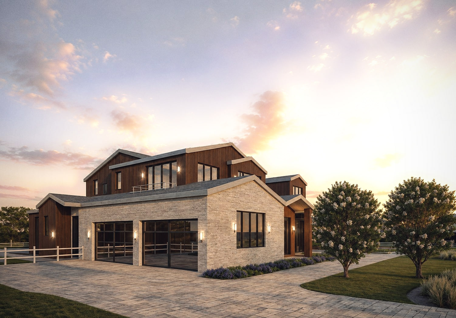 Design rendering of Ranch-form residence in Hidden Hills, California — view 2